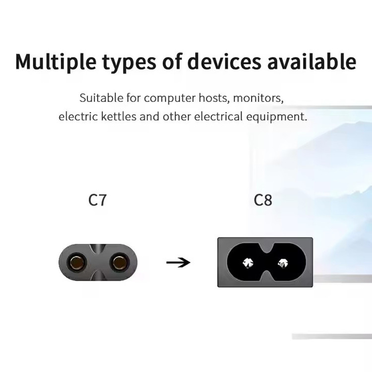 Хорошее качество Чистая медь 120V 18 Awg 2pin C7 линия расширения Spt-2 Белый AC электропровод 5FT 2 Prong для домашней техники Lap