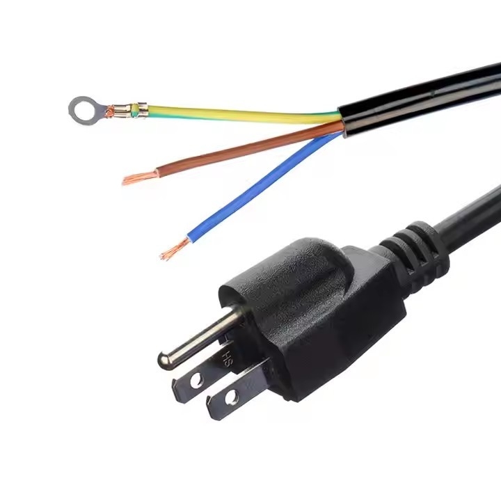 ETL сертифицированный 3-медный ядро SJTW 10/12/14 Awg 3-конечный ПВХ изолированный провод Nema 5-15p до голых концов кабелей переменного тока