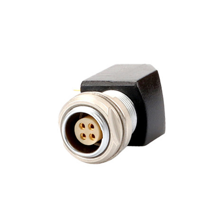 Серия B Z12 4pin двойной гайки фиксированный угловой разъем 90° угловой двойной гайки фиксированный для печатных плат