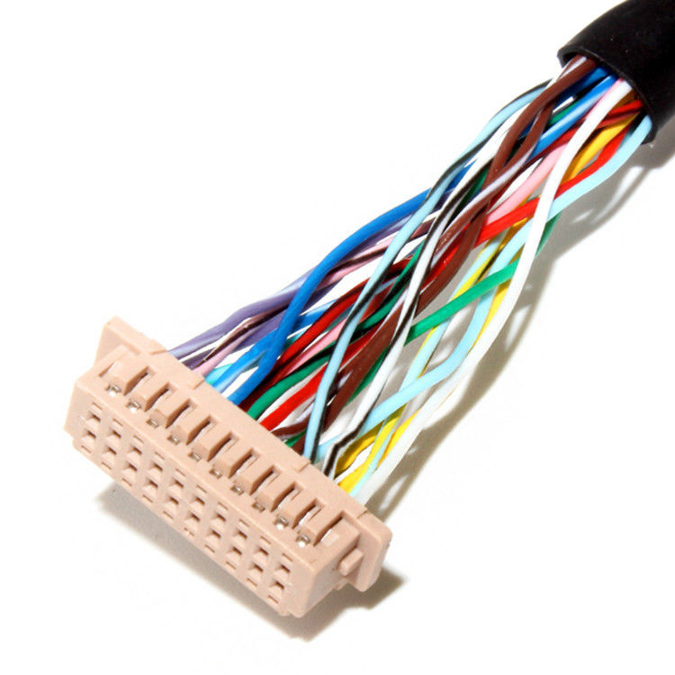 Сборка кабеля LVDS с 1,0 мм продольным углом и 32AWG, используя  DF13-20DS-1.25C LCD-коннектор