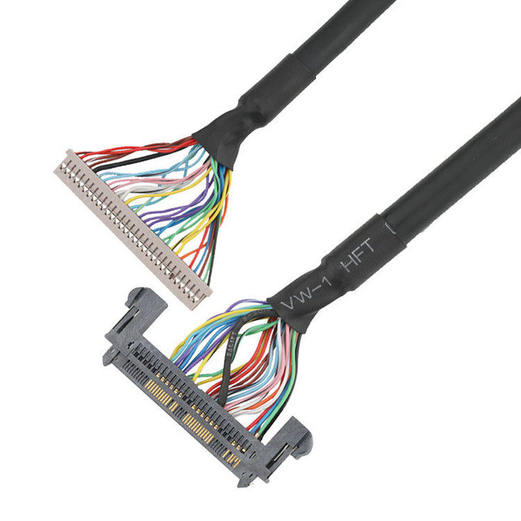С  1.25mm DF14-30S-1.25C до JAE 0.5mm FI-RE51HL создана LVDS EDP кабельная сборка