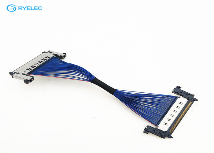 Кабель соединителя ЛВДС тангажа мужчины 0.5мм, Хиросе расквартировывая голубой кабель дисплея ЛВДС поставщик