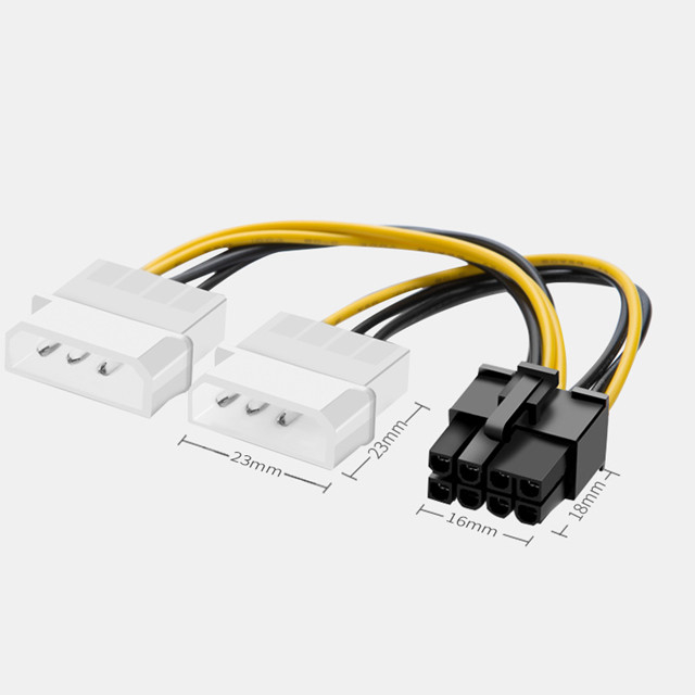 Двойной 4 Pin Molex к силовому кабелю 8 Pin Pcie для видео- видеокарты