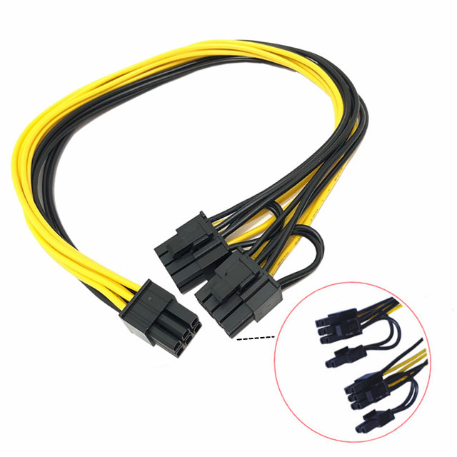 Мужчина Pcie 6pin, который нужно удвоить Splitter 18awg 100MM 20CM силового кабеля Gpu мужчины 8pin