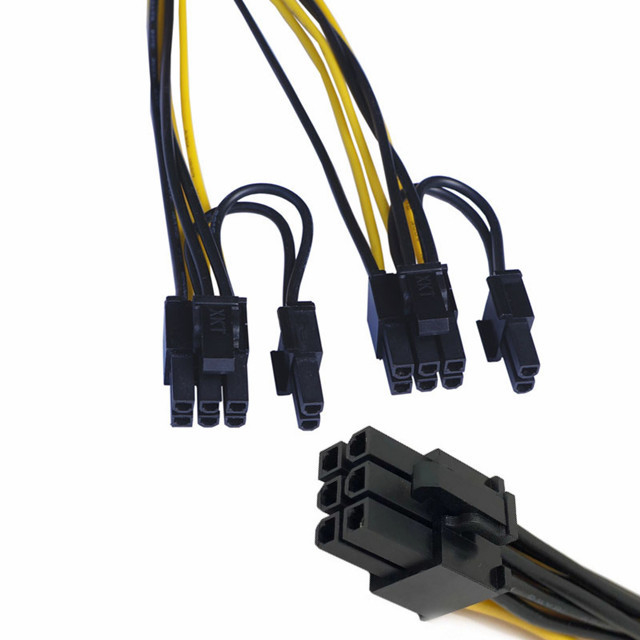 Мужчина Pcie 6pin, который нужно удвоить Splitter 18awg 100MM 20CM силового кабеля Gpu мужчины 8pin