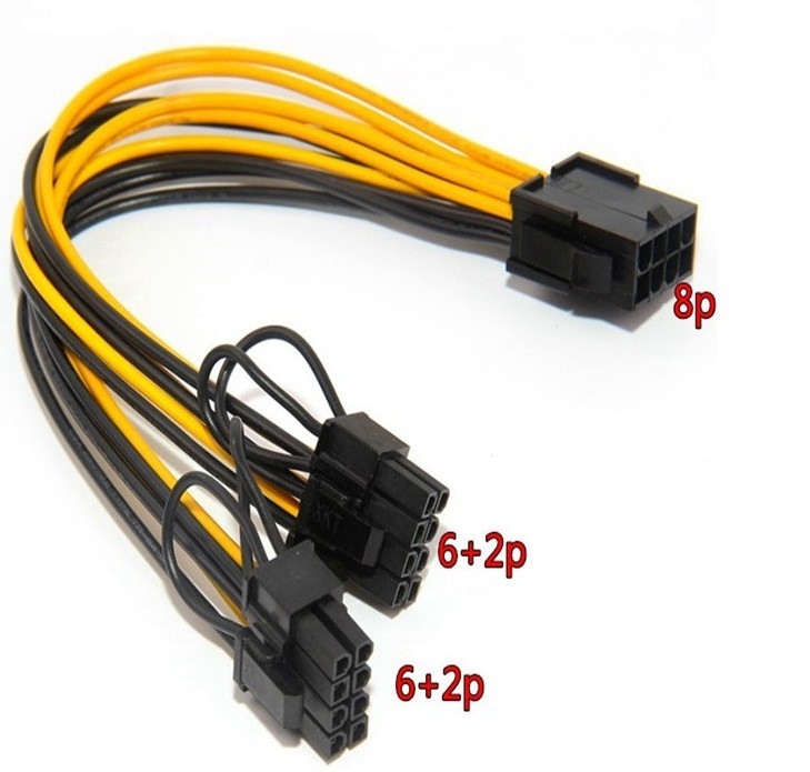Разъем-вилка 6 Pin, который нужно удвоить силовой кабель pCIE разъем-вилки 6+2 Pin